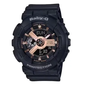 Casio Baby-G Black and Rose Gold Analog-Digital Ladies Watch BA-110RG-1ADR