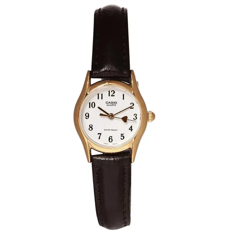 Casio LTP-1094Q-7B5RDF Black Leather Watch for Women