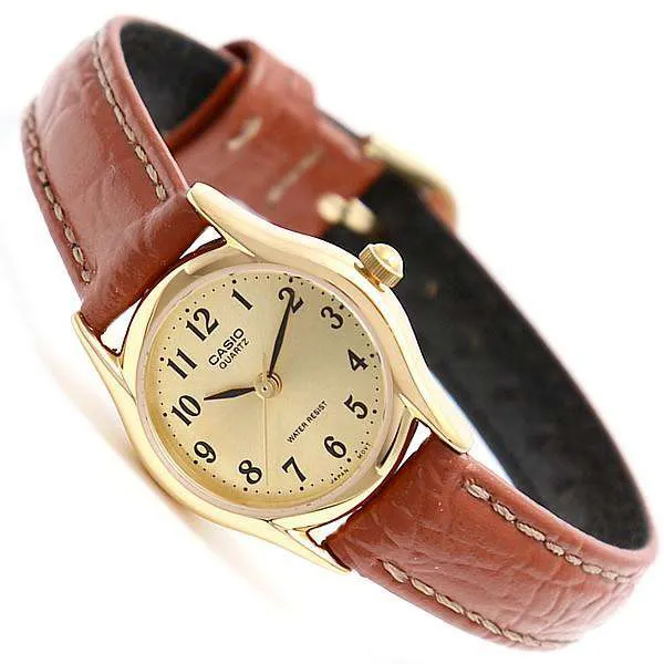 Casio LTP-1094Q-9BRDF Brown Leather Strap Watch for Women