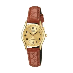 Casio LTP-1094Q-9BRDF Brown Leather Strap Watch for Women