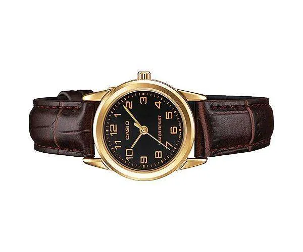 Casio LTP-V001GL-1B Brown Leather Watch for Women