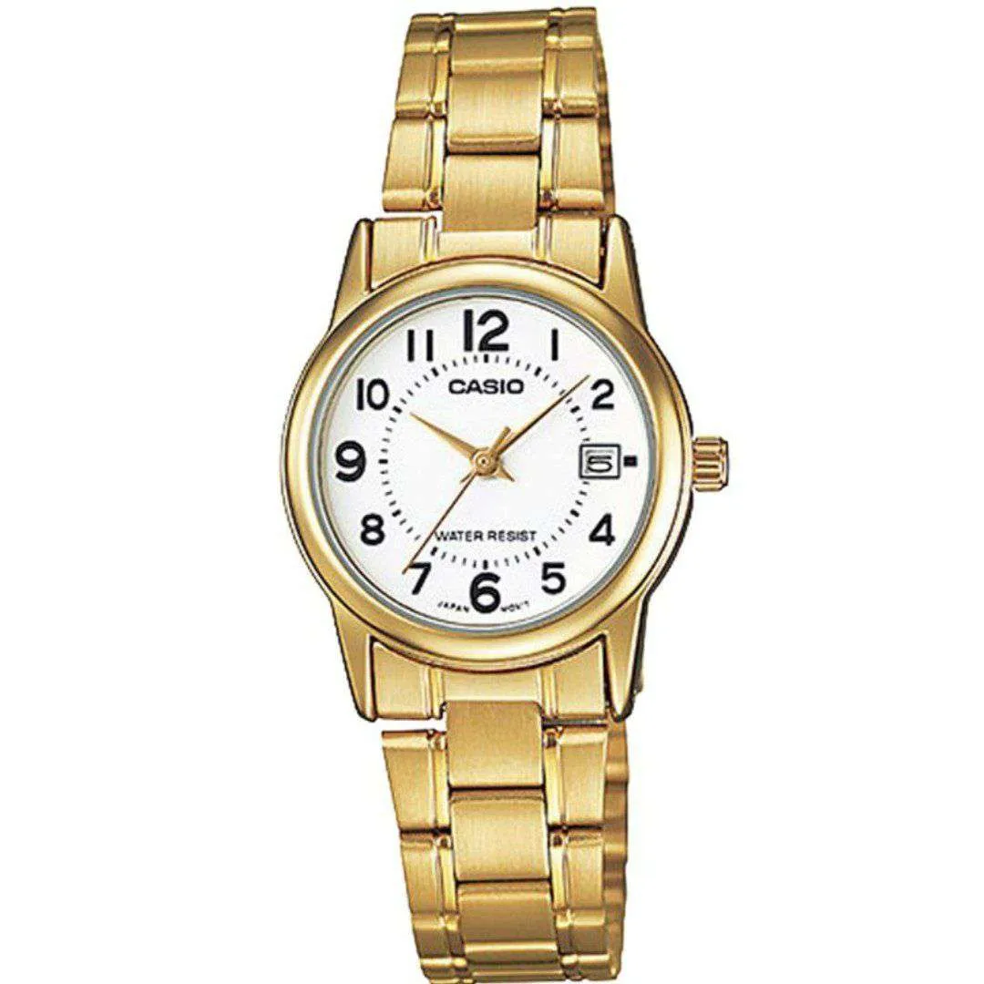 Casio LTP-V002G-7B Gold Stainless Steel Strap Watch for Women