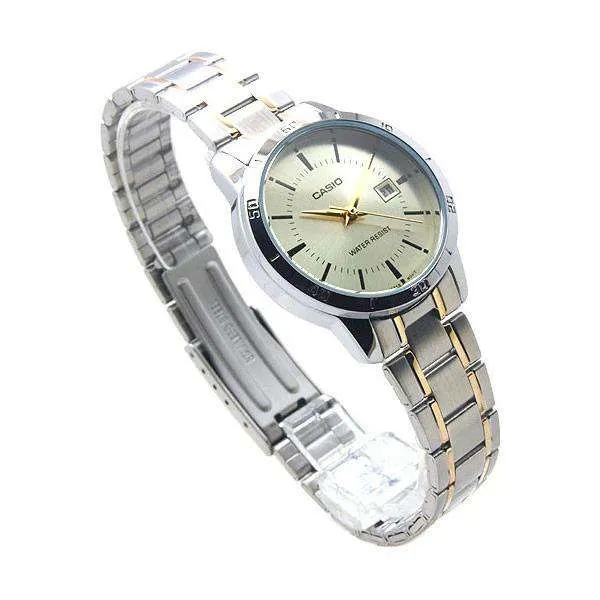 Casio LTP-V004SG-9A Two Tone Stainless Steel Strap Watch for Women