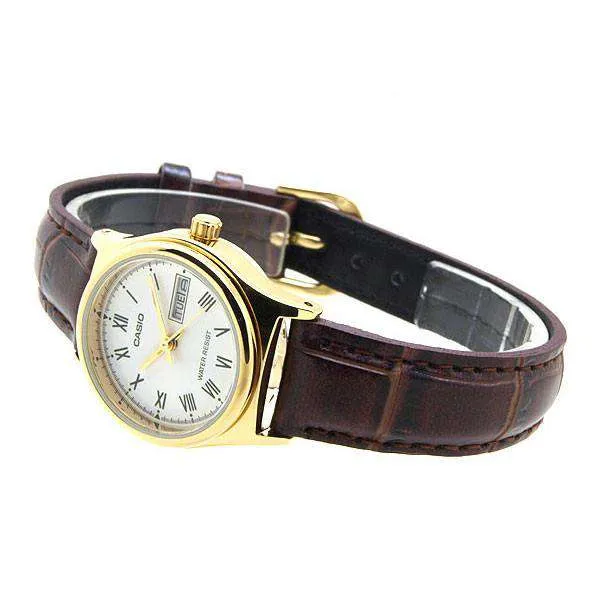 Casio LTP-V006GL-7B Brown Leather Strap Watch for Women