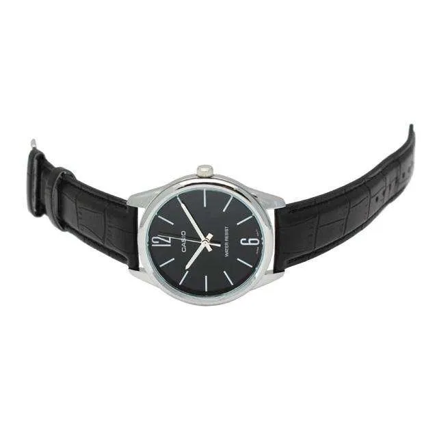 Casio MTP-V005L-1B Black Leather Watch for Men