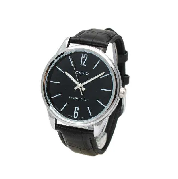 Casio MTP-V005L-1B Black Leather Watch for Men