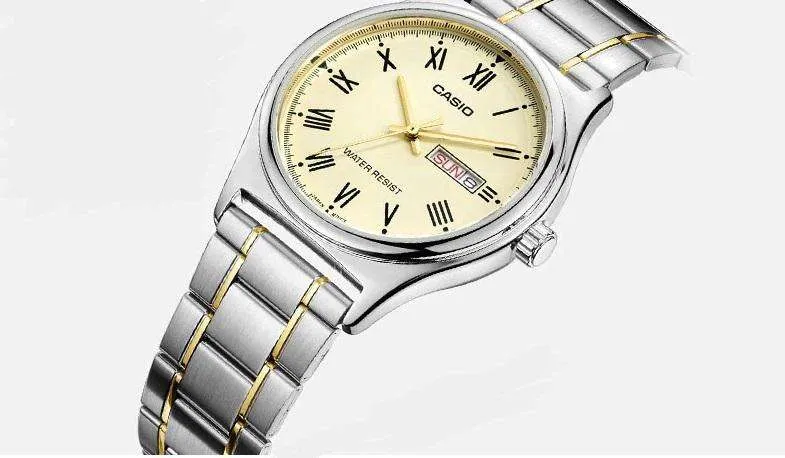 Casio MTP-V006SG-9B Two Tone Stainless Watch for Men