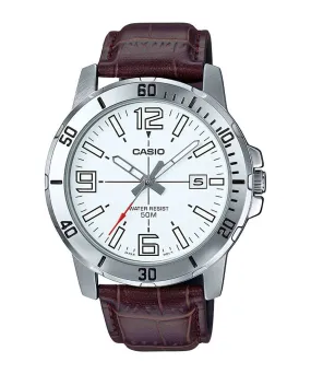 Casio MTP-VD01L-7BVUDF Brown Leather Strap Watch for Men