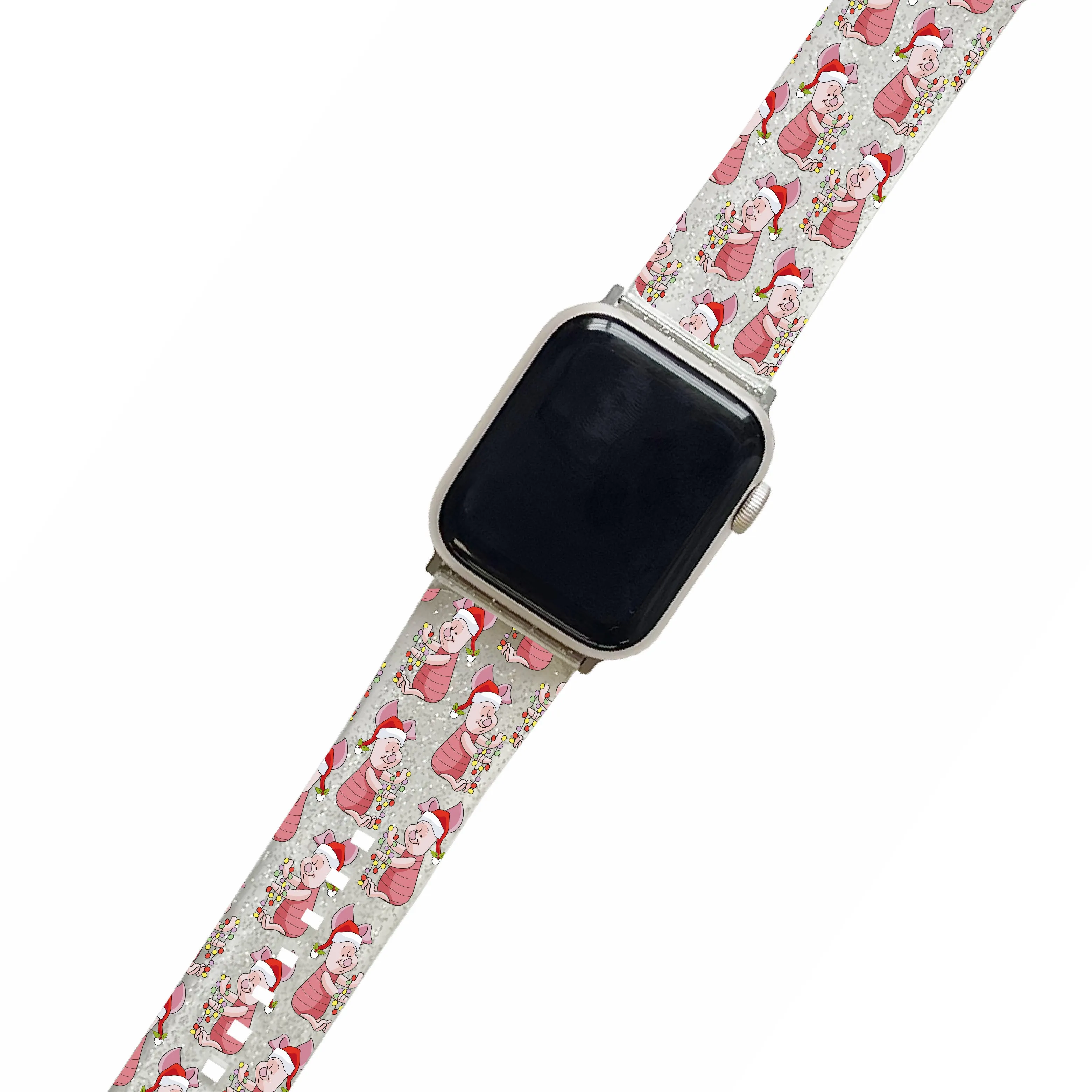 Christmas Piglet Clear Glitter Smartwatch Strap