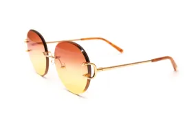 CLASSIC C 18KT Gold Rimless Sunglasses, Double Gradient Brown/Yellow Lenses