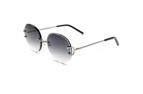 CLASSIC C Silver Sunglasses, Gradient Dark Grey Round Lenses