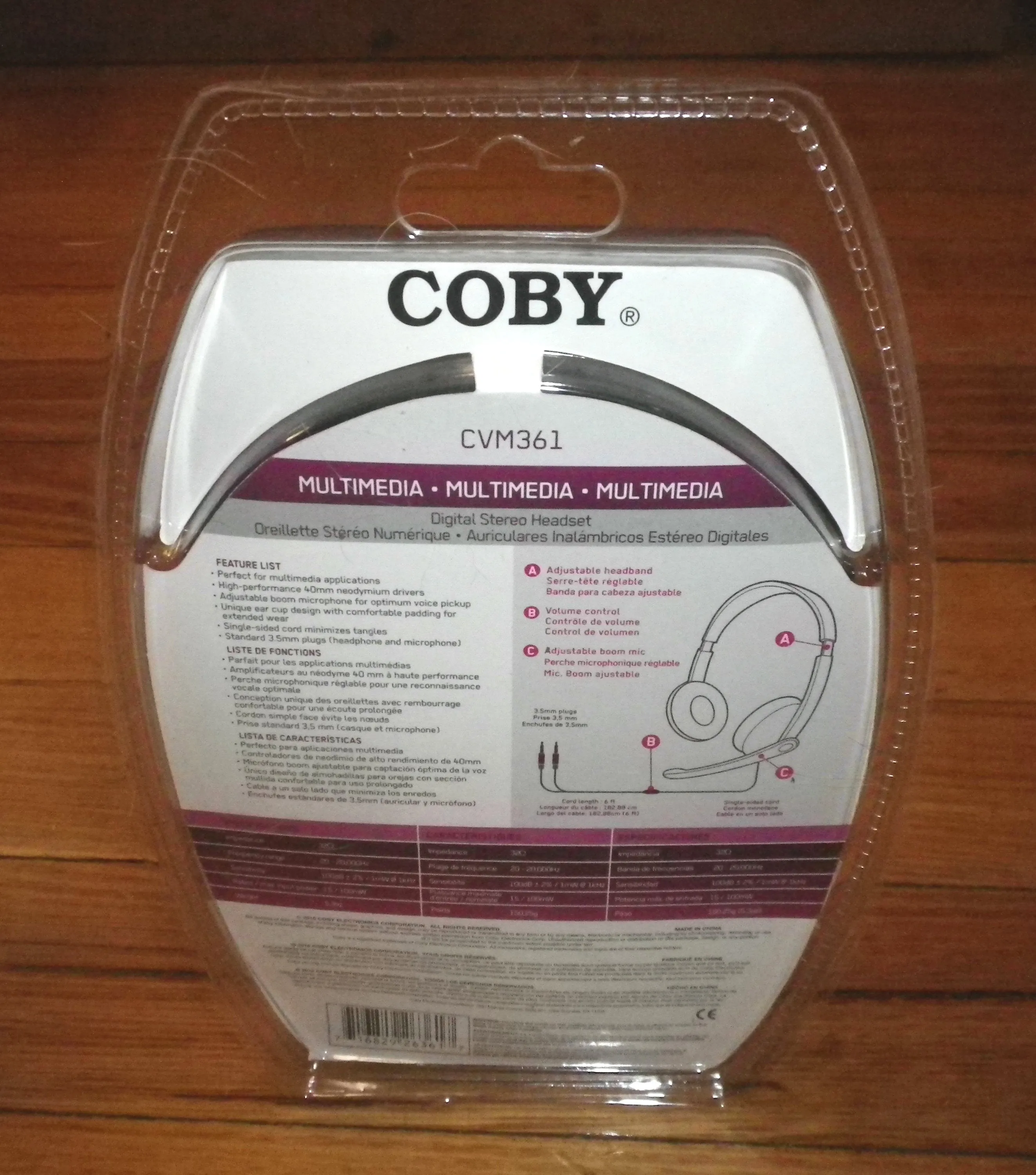 Coby Digital Ear-Cup Stereo Headphones with Boom Microphone - Part # CVM361