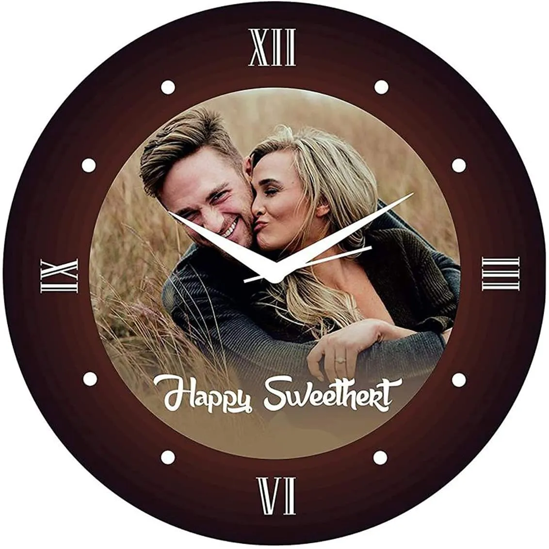 ColorSplash Customized/Personalized Round Shape Wooden Wall Clock with 1 Photo for Birthday for Your Love (12 Inch x 12 Inch, Black) ARCLK801