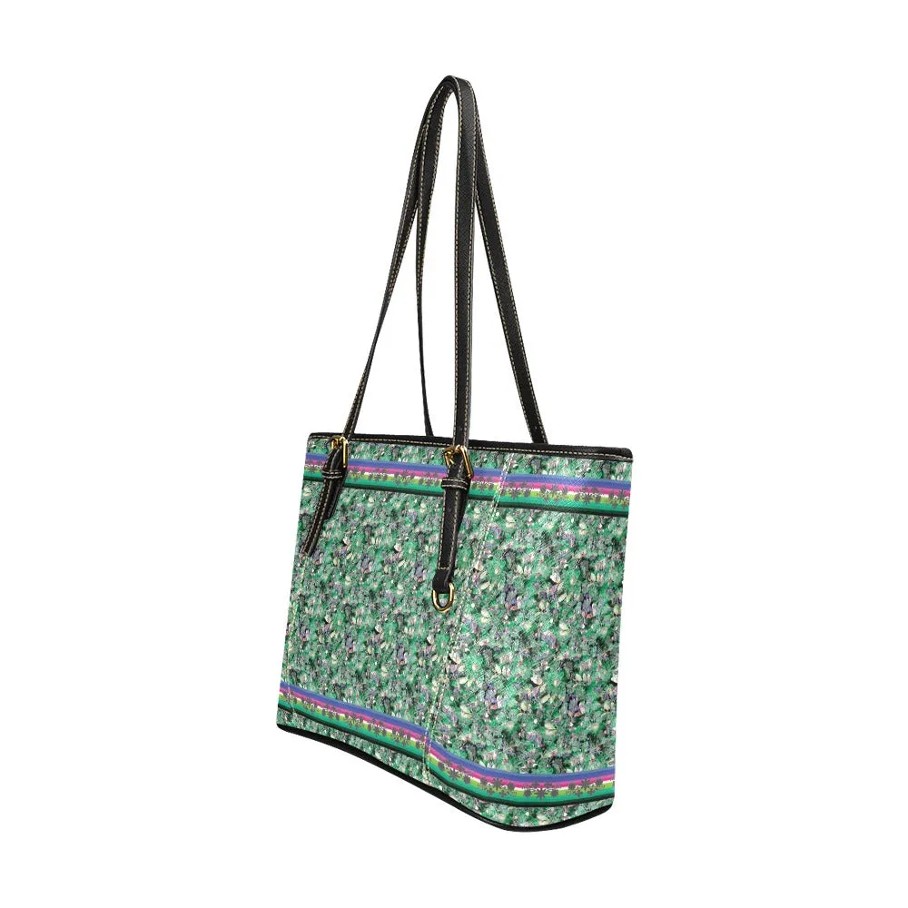 Culture in Nature Green Leather Tote Bag/Large