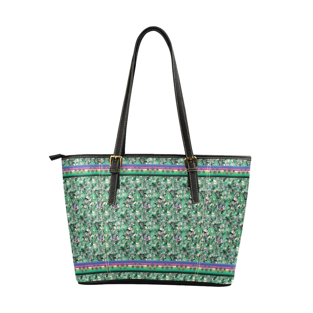 Culture in Nature Green Leather Tote Bag/Large