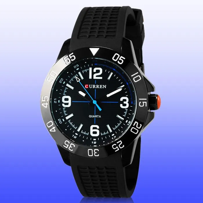 CURREN Men Sports Watches Men's Round Dial Large Digital Scale Analog Blue Strap Wristwatches Reloj New Relogio Masculino