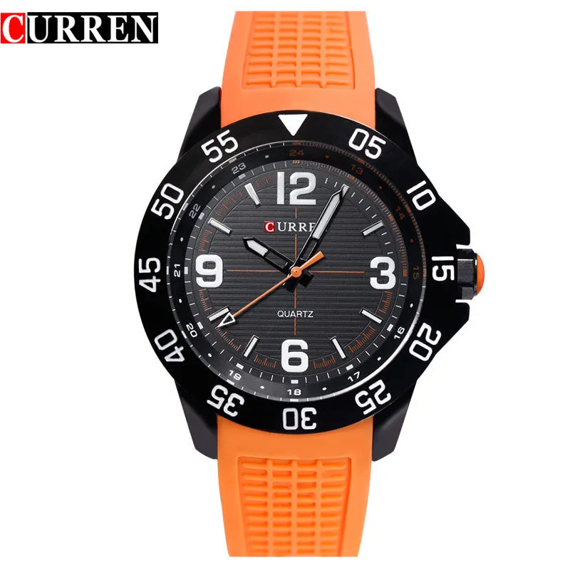 CURREN Men Sports Watches Men's Round Dial Large Digital Scale Analog Blue Strap Wristwatches Reloj New Relogio Masculino