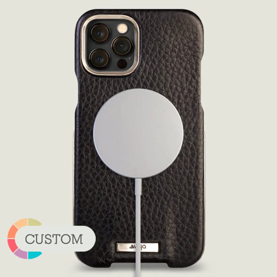 Customizable Silver Grip iPhone 12 Pro Max Leather Case