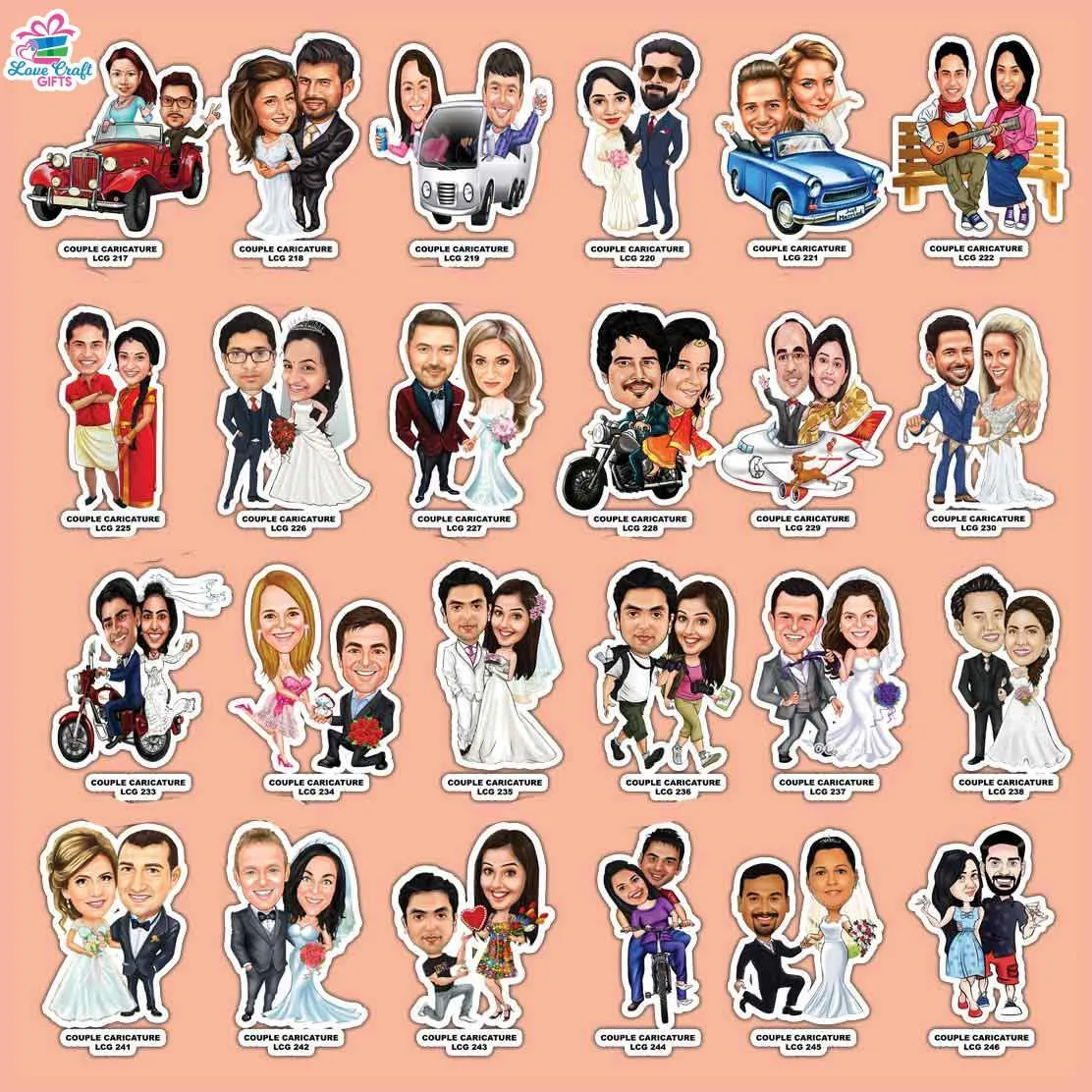 Customized Couple Caricature Photo Stand