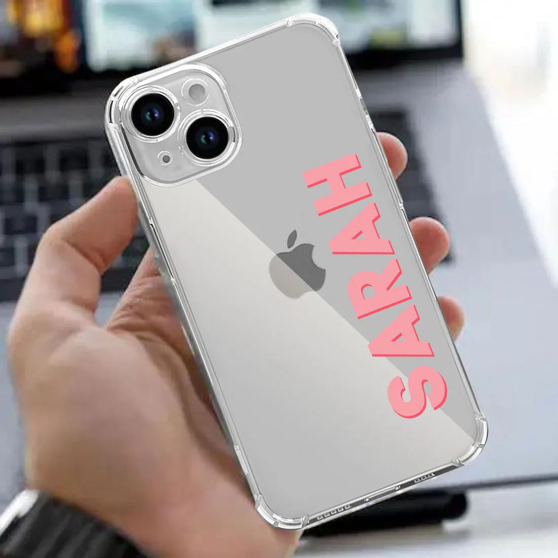 Customized iPhone 14 Case with Name TPU Clear Cover with Camera Protection