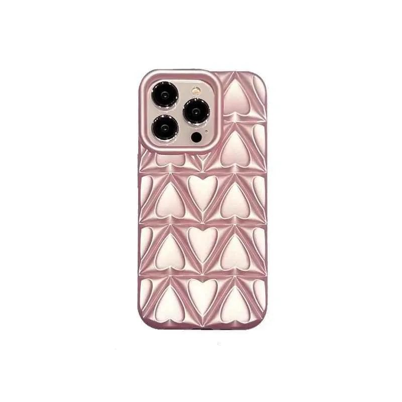 Cute Phone Case CCPC For iPhone 15, 14, 13, and 12 Pro Max - 3D Peach Heart - Soft TPU