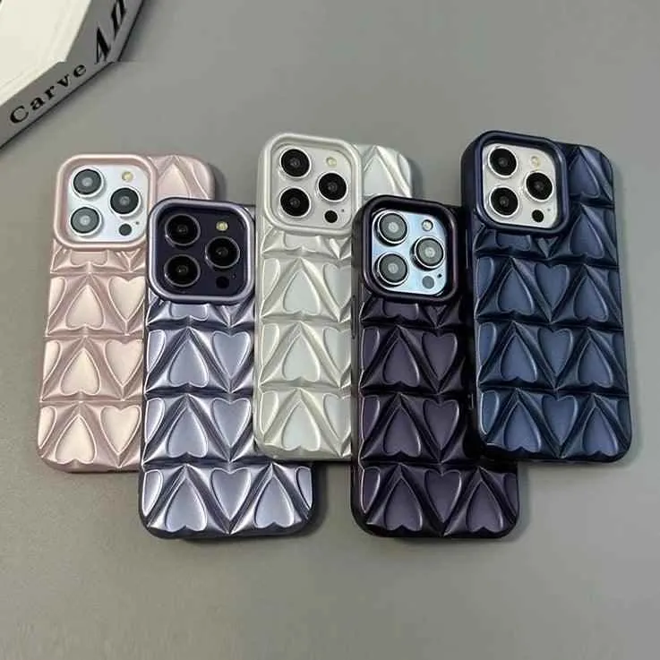 Cute Phone Case CCPC For iPhone 15, 14, 13, and 12 Pro Max - 3D Peach Heart - Soft TPU