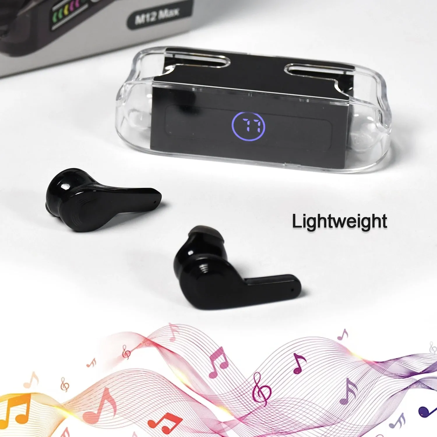 Earphones, with touch control, Black Bluetooth M12 Max Wireless Technology Stereo Sound made with High-end Material ear bards