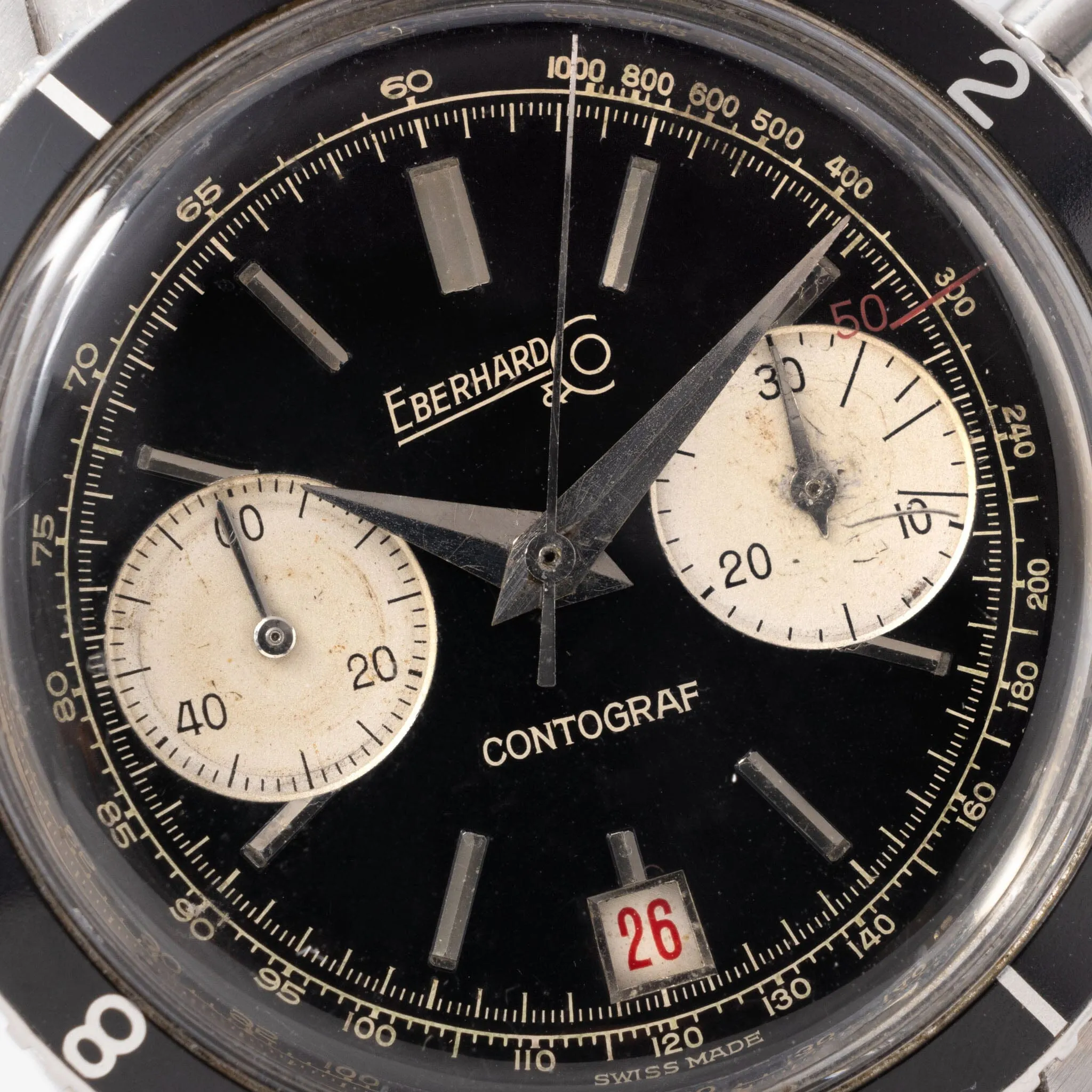 Eberhard & Co Contograf Black dial Steel Chronograph Ref 31501