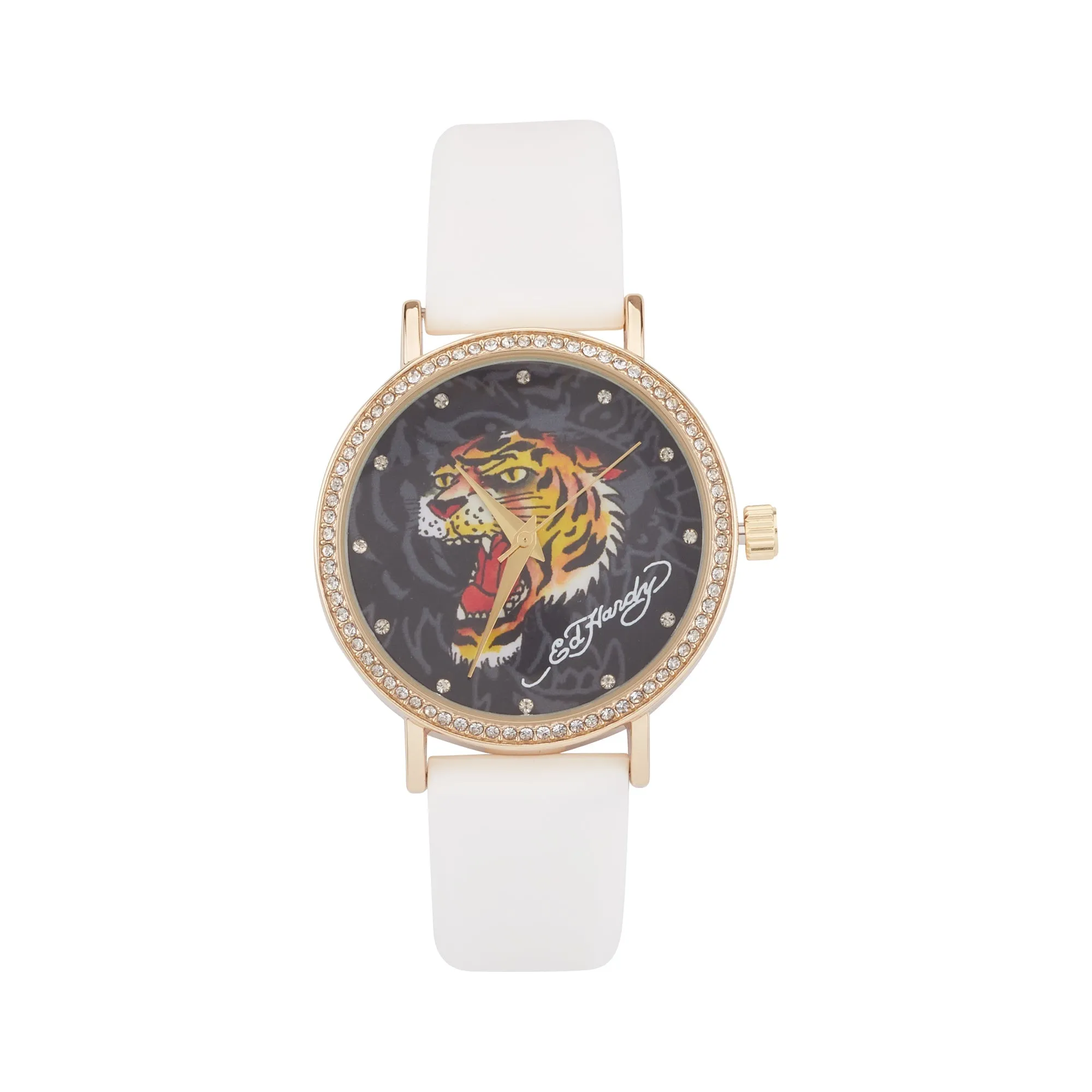 Ed Hardy Ladies Mul(Prt)/White Plain Watch Analog