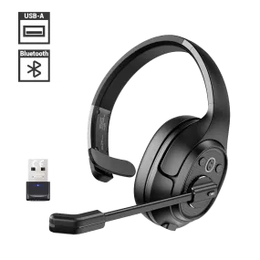 EKSAtelecom® H1 Plus Bluetooth Wireless Trucker Headset With USB Dongle