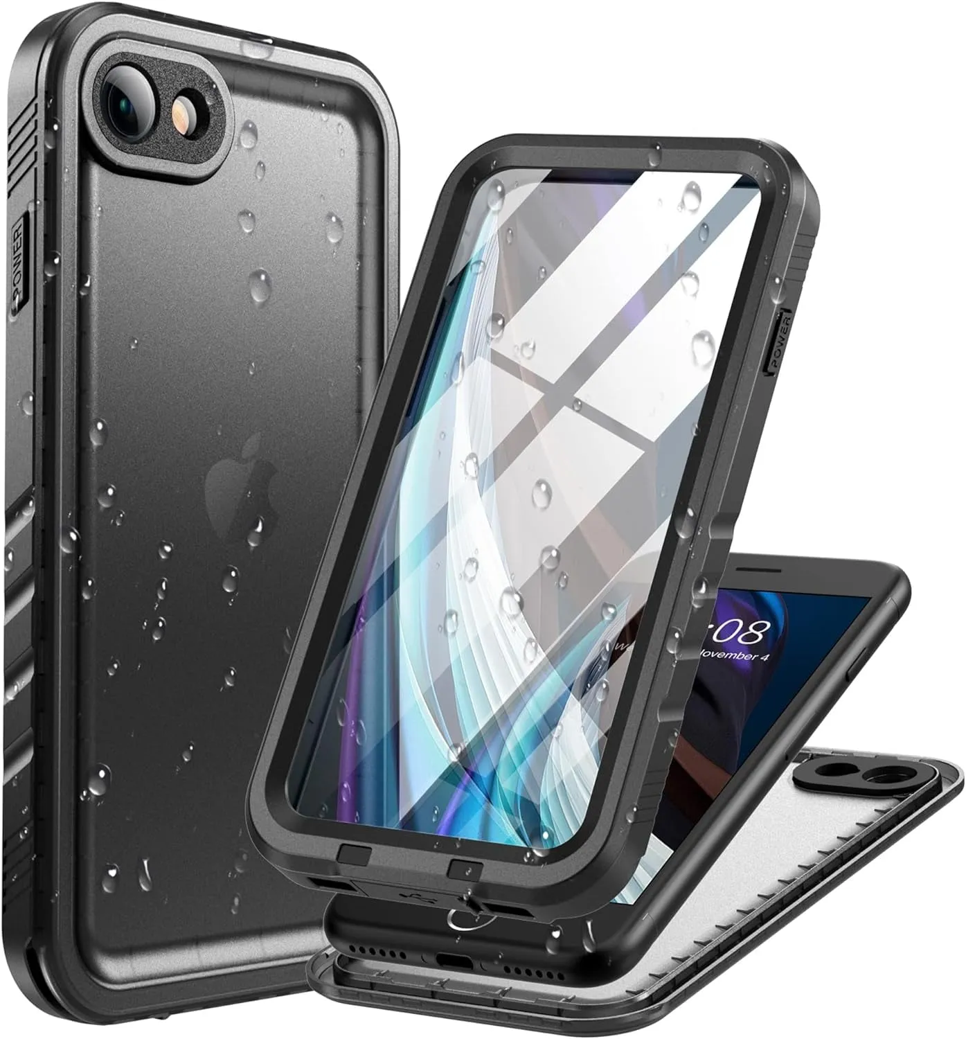 Entronix Waterproof Case for Apple iPhone 8/7/SE Case, Full Body Shockproof with Built In Screen Protector, Heavy Duty Cover