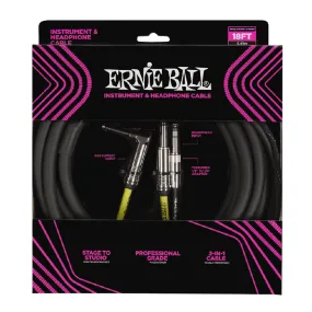 Ernie Ball Instrument & Headphone cable 18ft