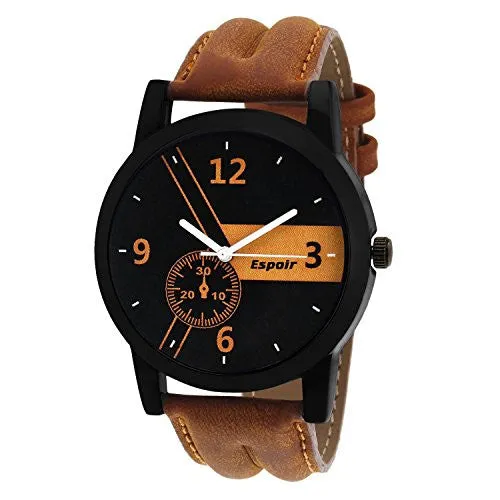 Espoir Casual Analogue Tan Leather Strap Multicolour Dial Men's Watch - Kranti0507