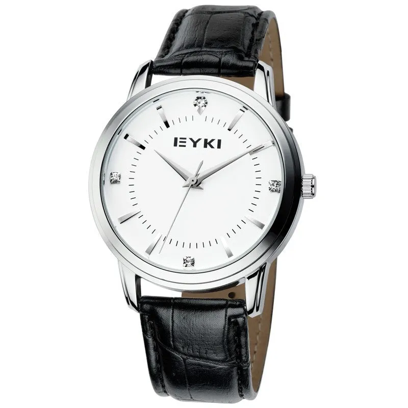 EYKI Genuine Leather Band Gold Case Analog Display Quartz Watch Men Luxury Brand Business Casual Watch