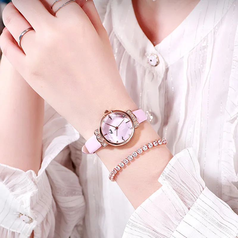 Fashion simple leather strap women's watches