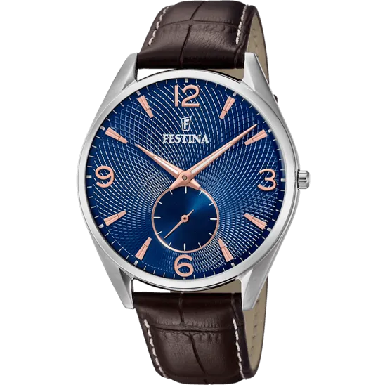 Festina Retro Leather Analog Mens Watch I Model F6870/2 Quartz Movement