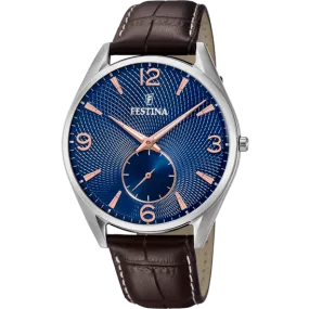 Festina Retro Leather Analog Mens Watch I Model F6870/2 Quartz Movement