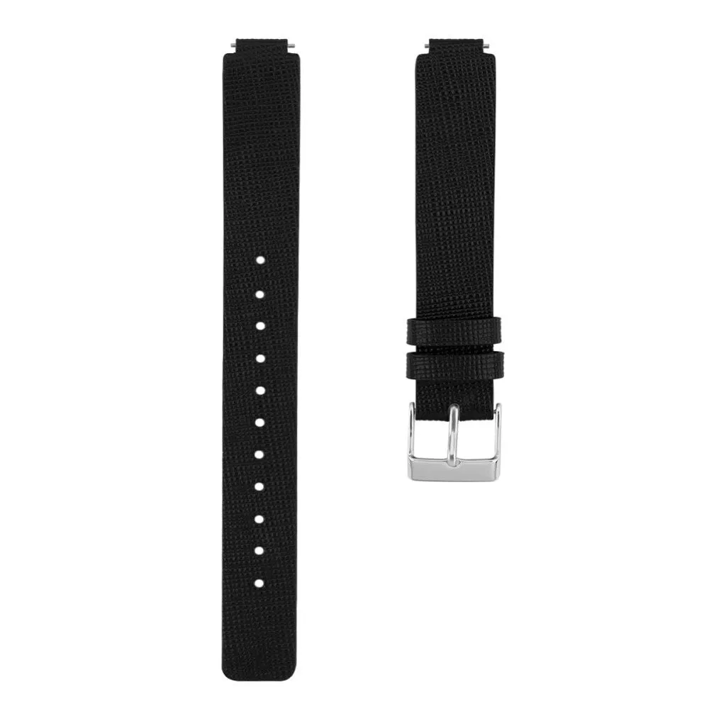 Fitbit Inspire / Inspire HR square pattern genuine leather watch strap - Black / Size: L