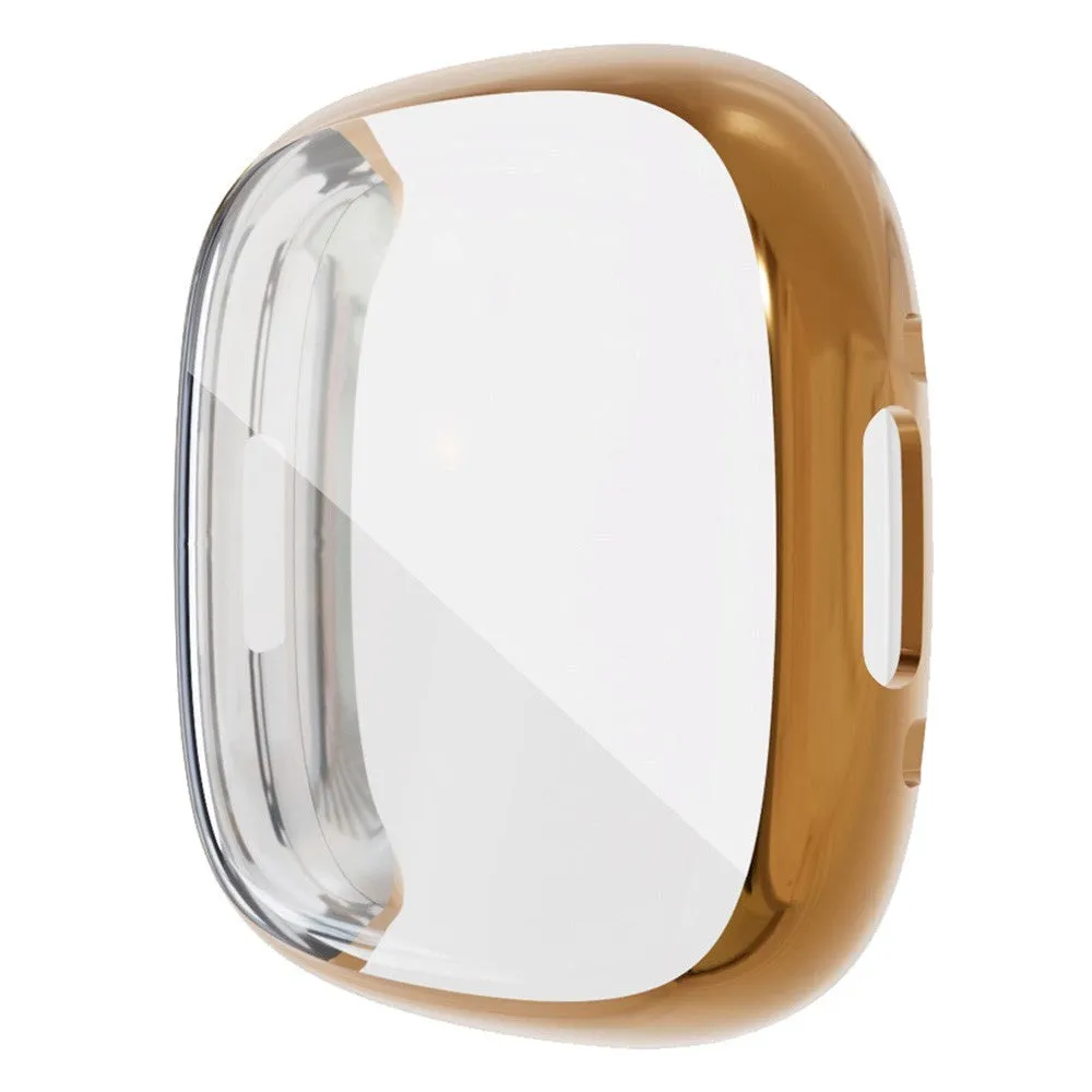 Fitbit Versa 4 / Sense 2 Fleksibelt Plastik Cover m. Indbygget Skærmbeskyttelse - Rose Gold