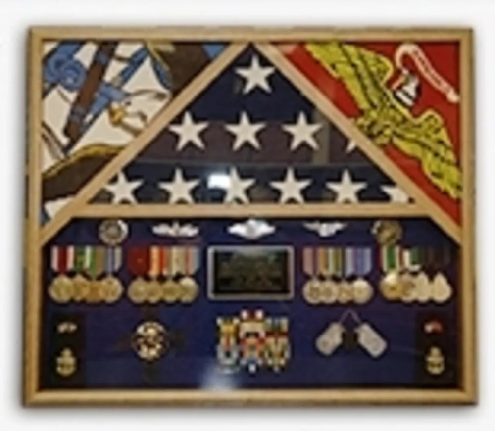 Flag Shadow case, 3 Flag Military Shadow Box.