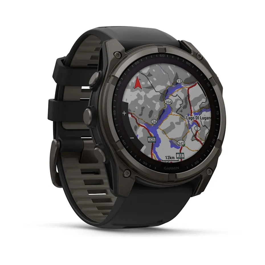 fēnix® 8 – 51 mm | Solar - Sapphire, Carbon Titanium with Black Silicone Band