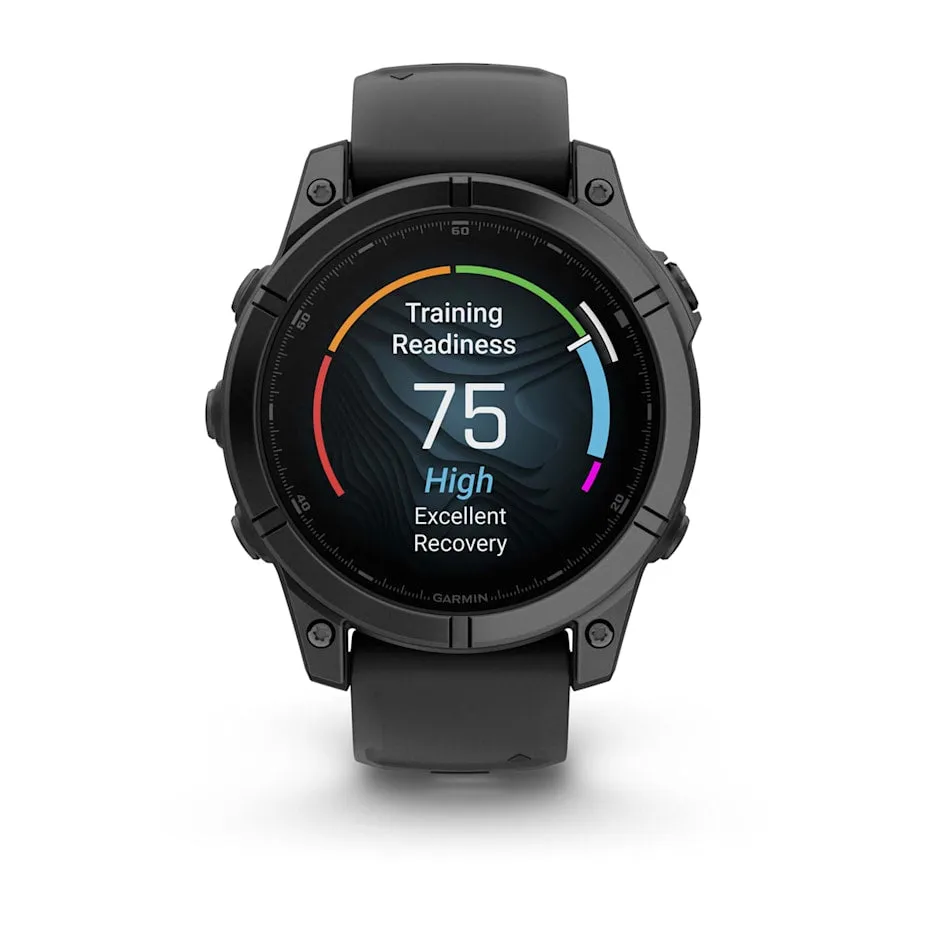 fēnix® E – 47 mm | AMOLED - Slate Grey Steel with Black Silicone Band