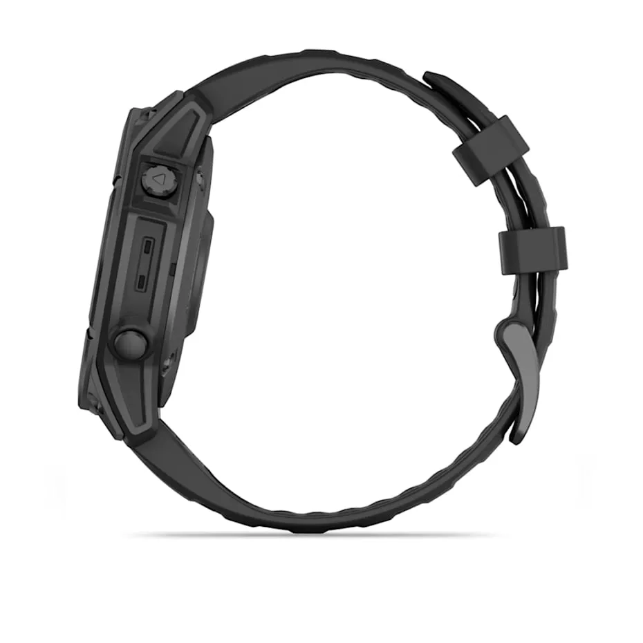 fēnix® E – 47 mm | AMOLED - Slate Grey Steel with Black Silicone Band