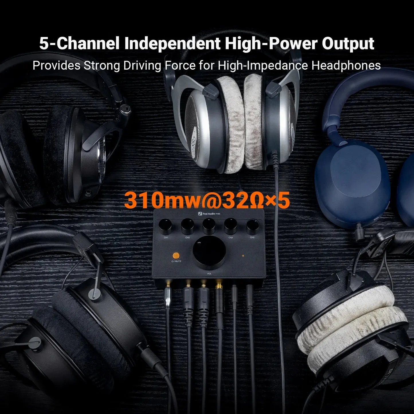 Fosi PH05 5-Channel Splitter Headphones Amplifier