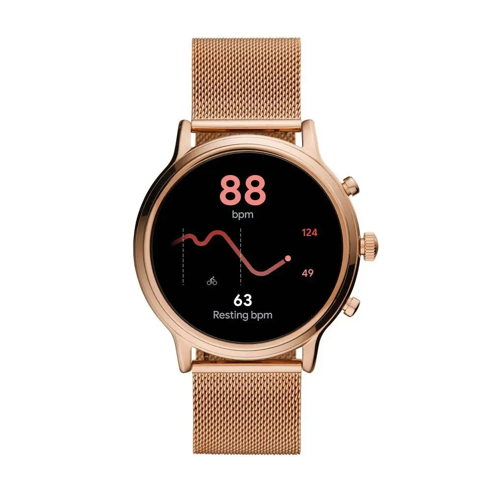 Fossil Gen 5 Smartwatch Julianna HR 44mm - Rose Gold-Tone Stainless Steel Mesh