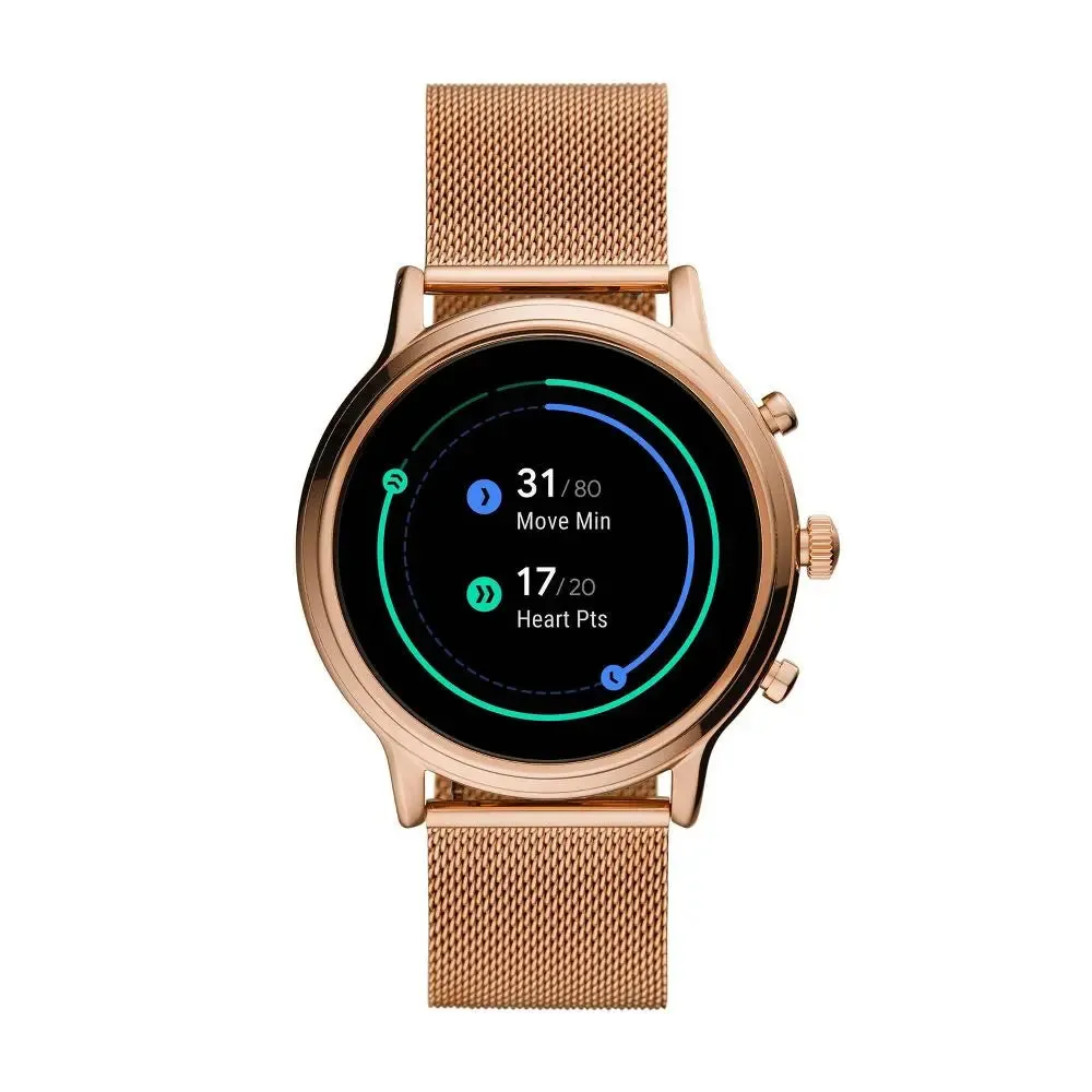 Fossil Gen 5 Smartwatch Julianna HR 44mm - Rose Gold-Tone Stainless Steel Mesh