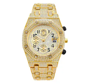 Full Diamond Three-eye Timing Sports Quartz Men's Watch