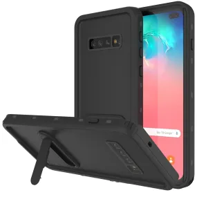 Galaxy S10  Plus Waterproof Case, Punkcase [KickStud Series] Armor Cover [Black]