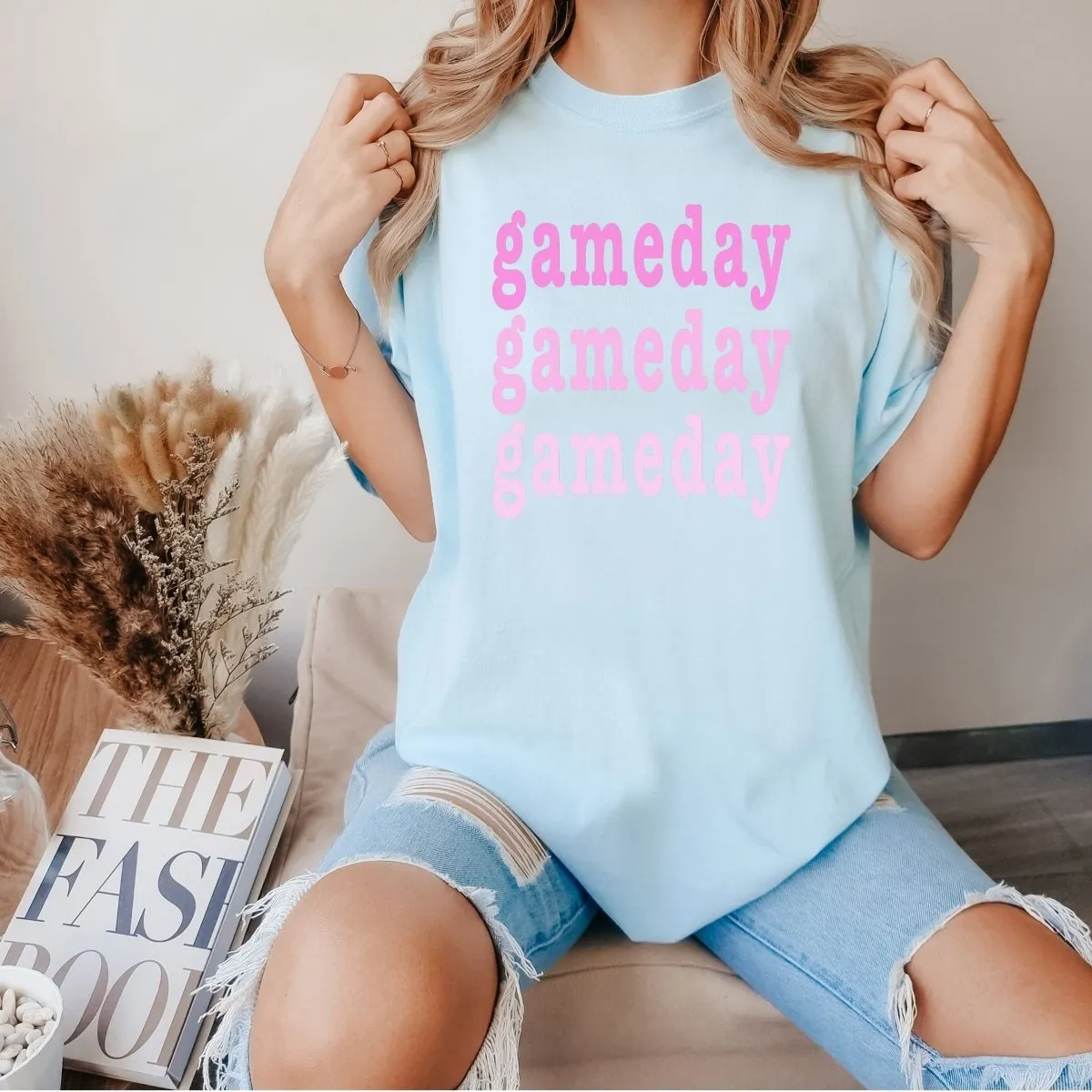 Gameday Repeat Pink Comfort Color Tee