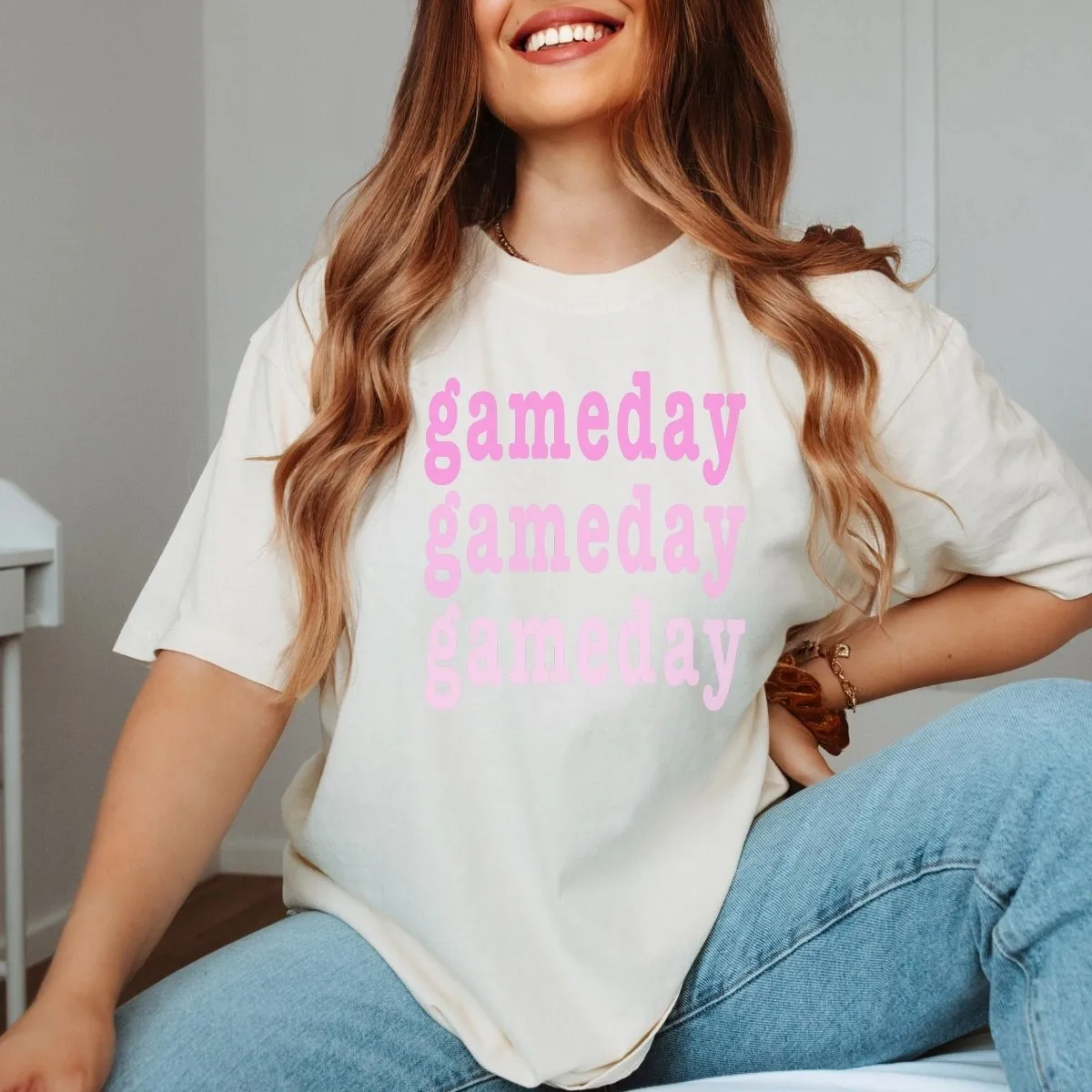 Gameday Repeat Pink Comfort Color Tee